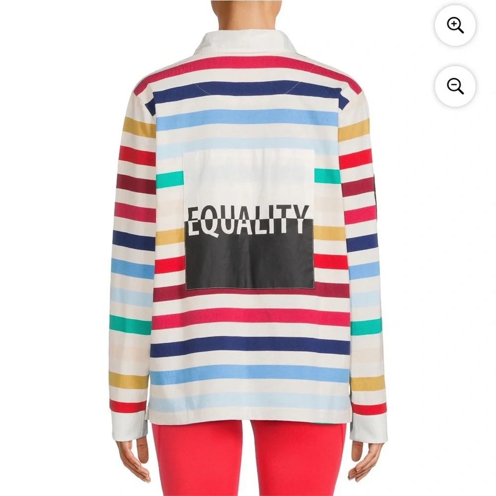 PSK Collective Rugby Equality Patch Collared Rainbow Top w/ WSF Sleeve Patch, S - Picture 7 of 14